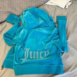 Blue Juicy zip-up bling hoodie. Womens size large.